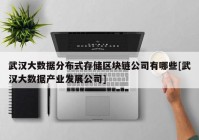 武汉大数据分布式存储区块链公司有哪些[武汉大数据产业发展公司]